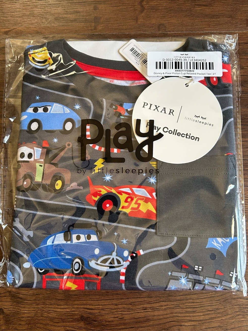 Little Sleepies Disney & Pixar Cars Piston Cup Relaxed Pocket Tee 2T